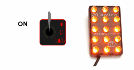 CARTEK FIA RAIN LIGHT STATIC / FLASHING / HAZARD HORIZONTAL