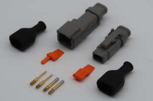 2 PIN DTM KIT WITH HEATSHRINK GLAND AND DTM RUBBER BOOT SPEC 2