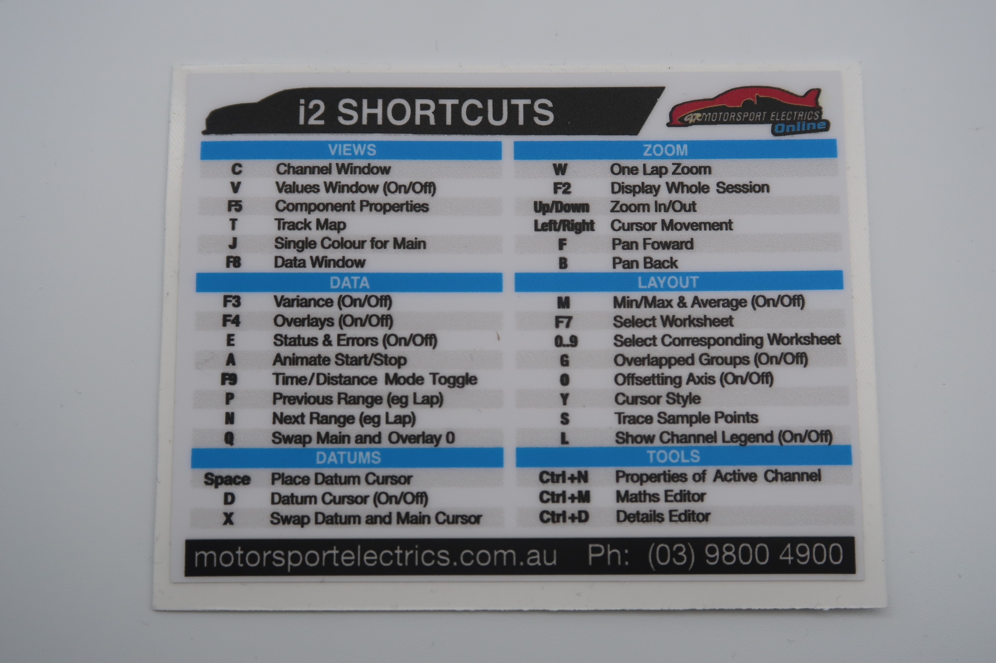 MOTORSPORT ELECTRICS i2 SHORTCUT STICKER